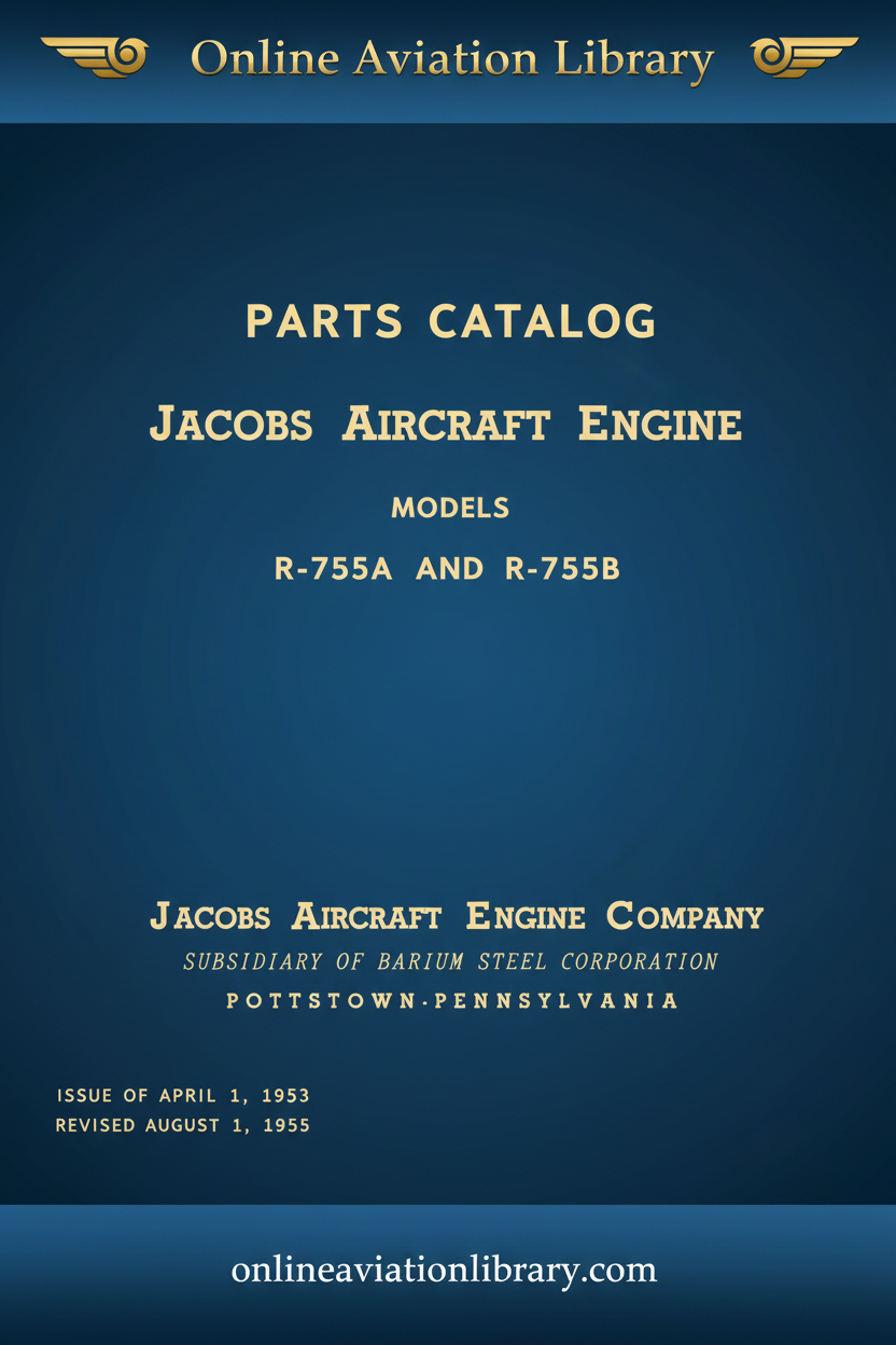 Jacobs R-755A R-755B Parts Catalog Cover