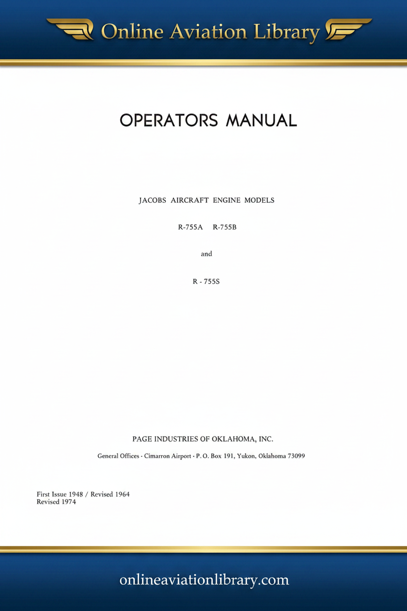 Jacobs R-755A R-755B R-755S Operators Manual Cover