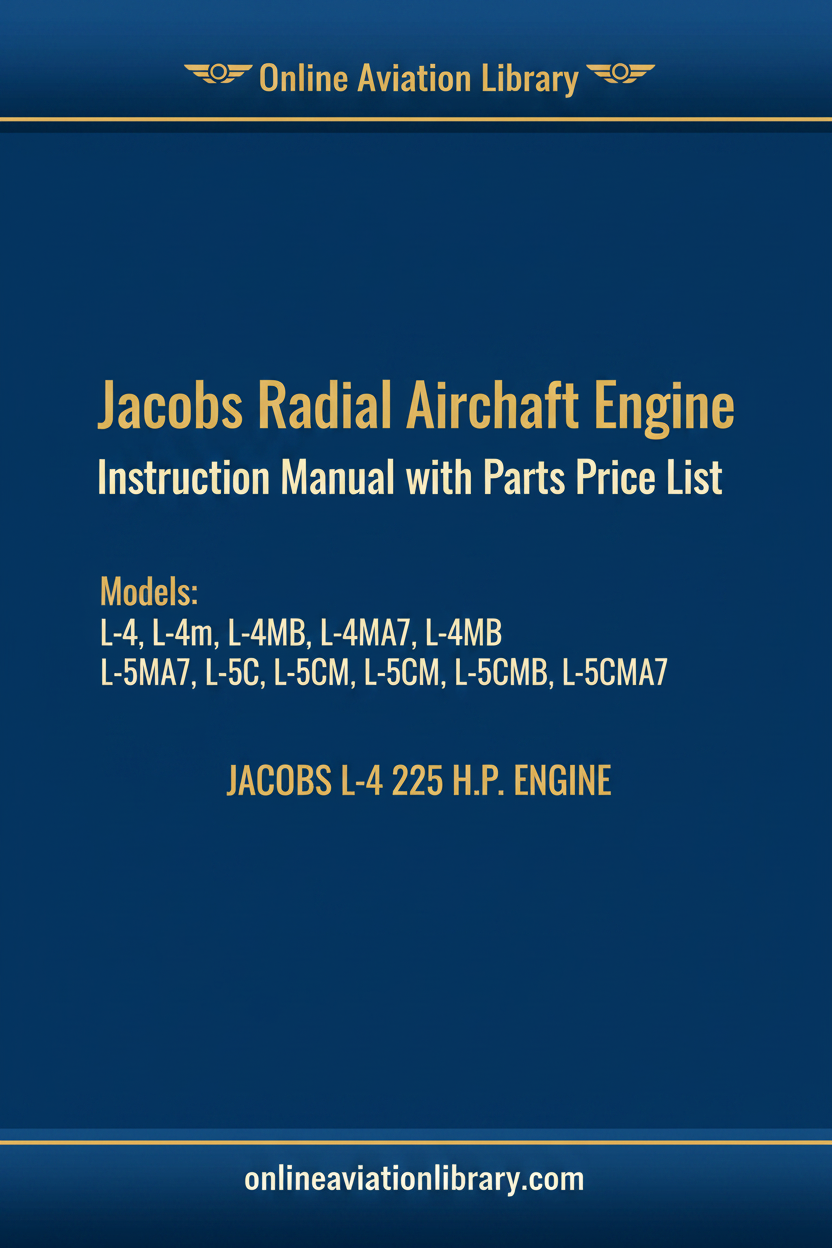 Jacobs Radial Engine Instruction Manual Cover