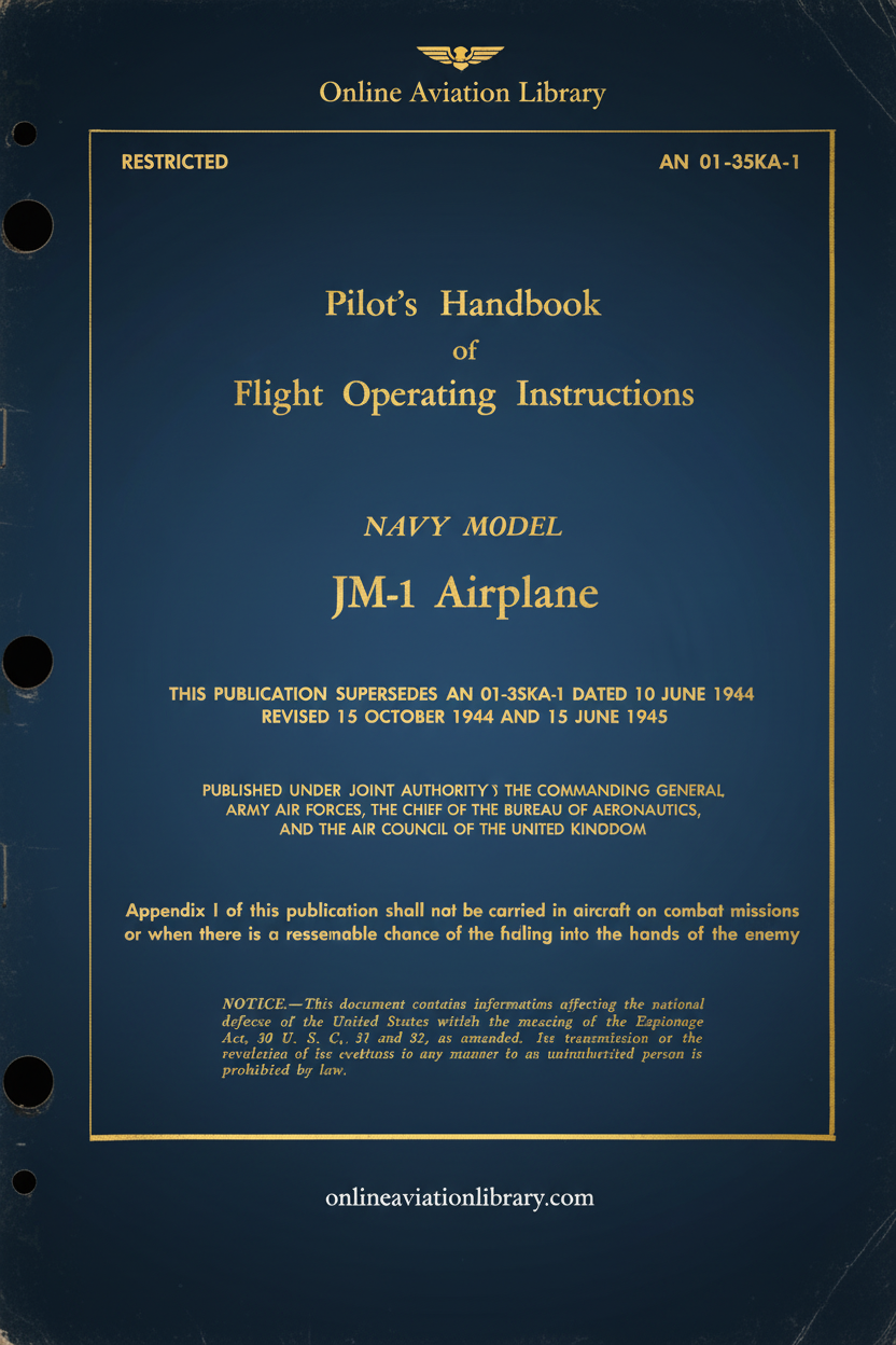 JM-1 Airplane Pilot's Handbook Cover Page