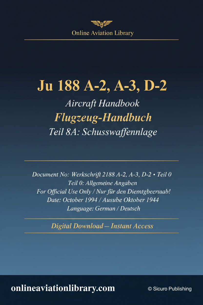 Ju 188 A-2 A-3 D-2 Aircraft Handbook Cover