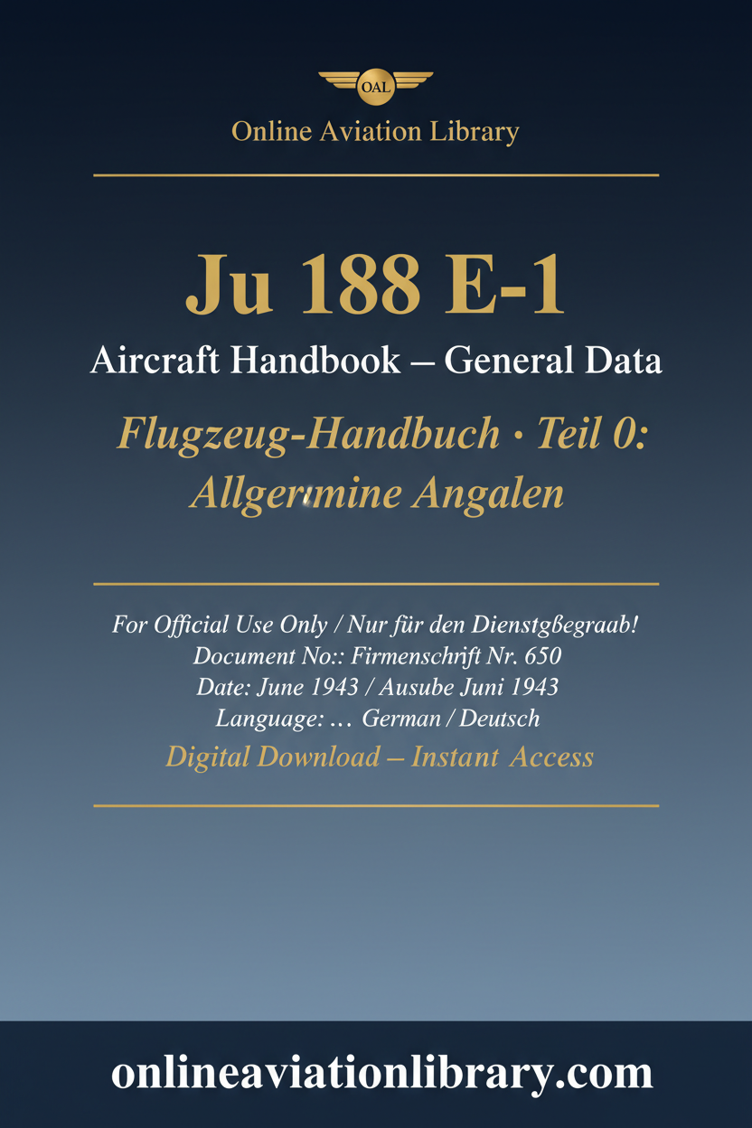 Ju 188 E-1 Aircraft Handbook Cover