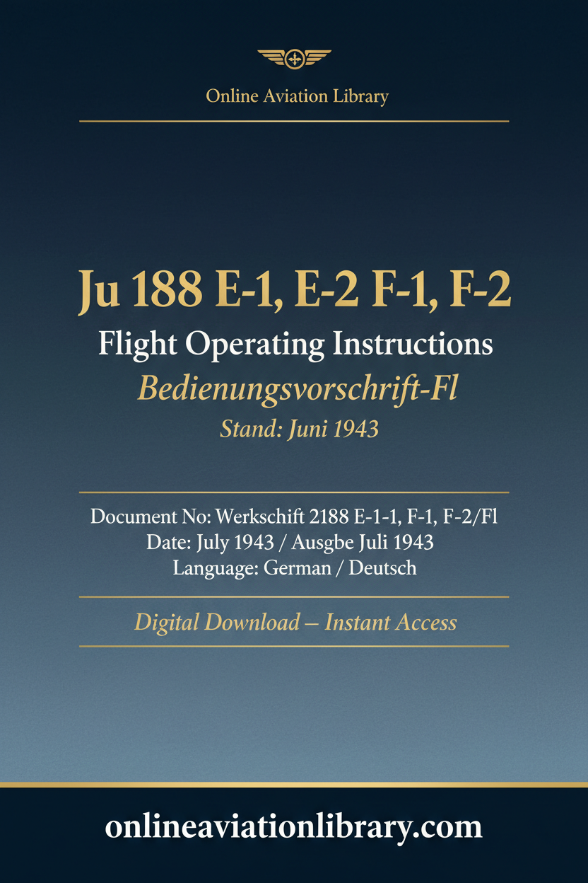 Ju 188 E-1 E-2 F-1 F-2 Flight Manual Cover