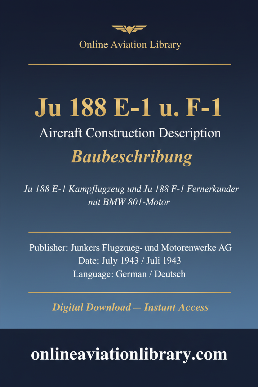 Ju 188 E-1 F-1 Construction Manual Cover