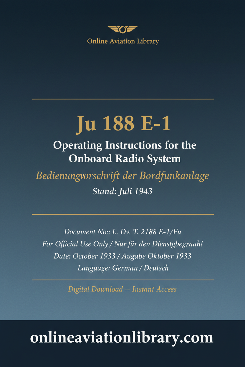Ju 188 E-1 Onboard Radio Manual Cover