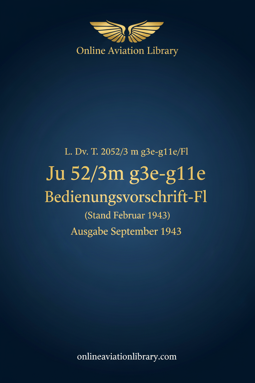Ju 52/3m g3e-g11e Bedienungsvorschrift-Fl Standard Cover Page