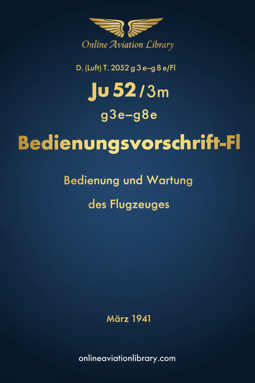 Ju 52/3m g3e-g8e Bedienungsvorschrift-Fl Standard Cover Page