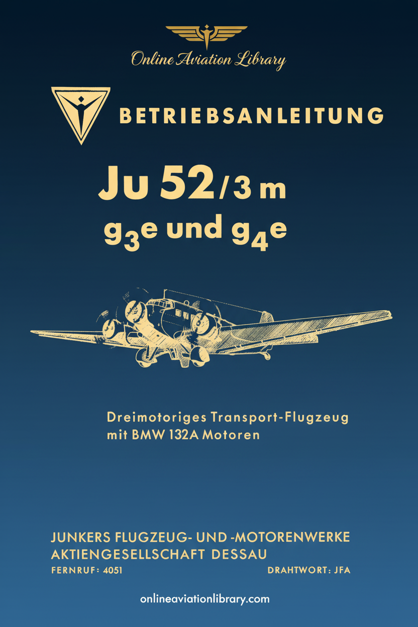 Ju 52/3m g3e und g4e Betriebsanleitung Standard Cover Page