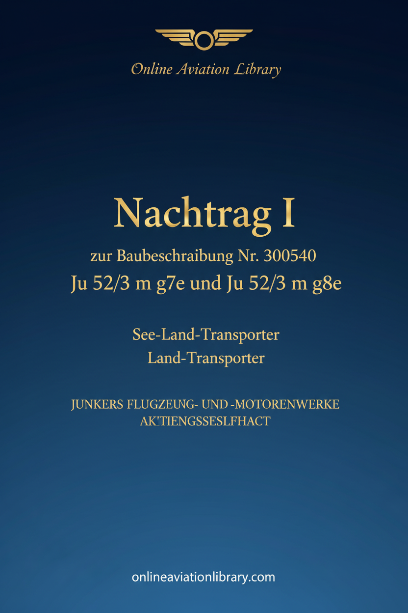 Ju 52/3m g7e und g8e Nachtrag I Standard Cover Page