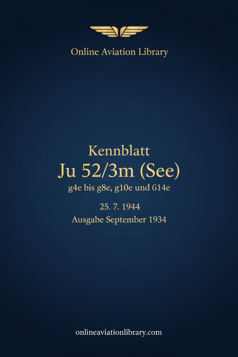 Ju 52/3m (See) Kennblatt Standard Cover Page