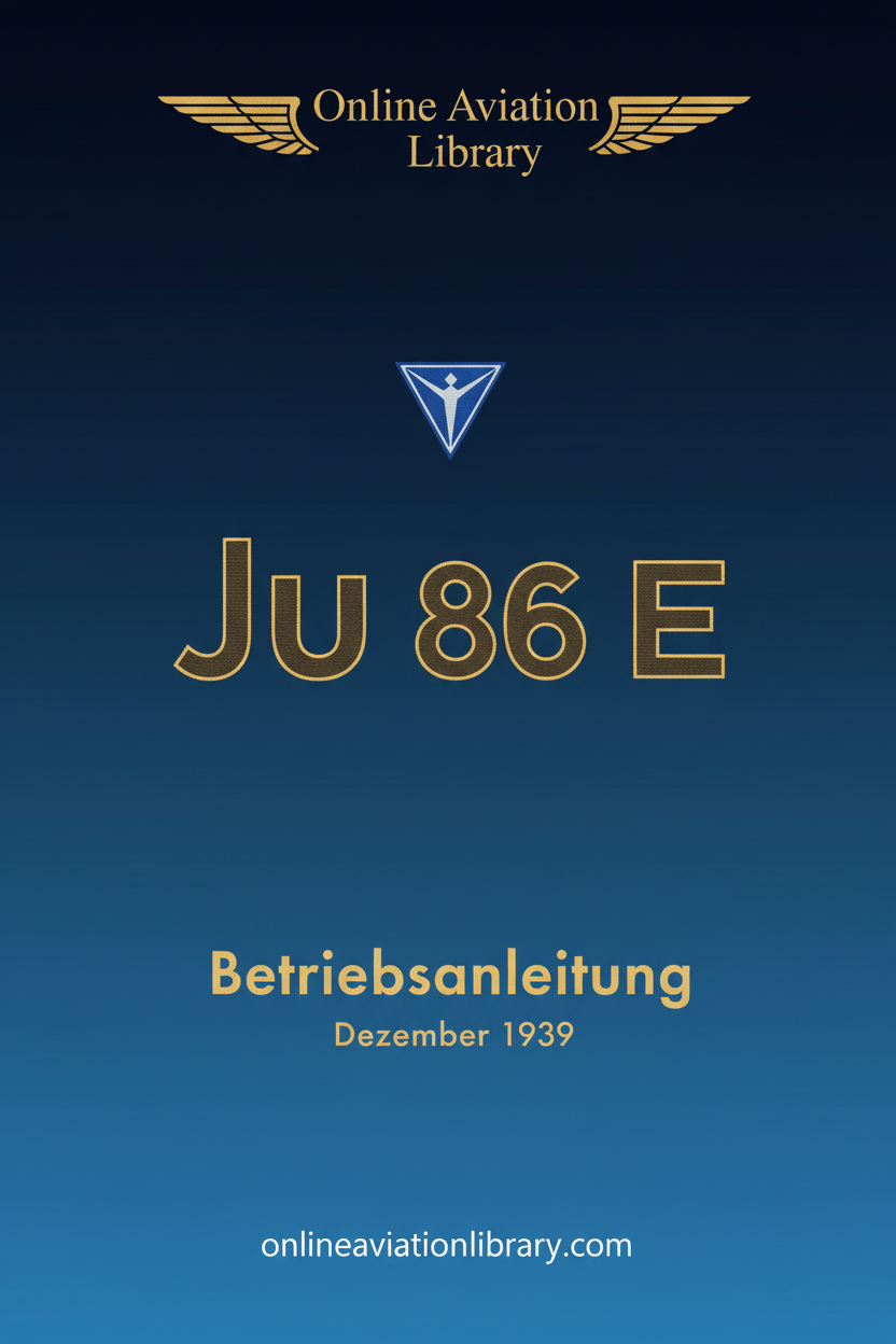 Ju 86 E Betriebsanleitung Standard Cover Page