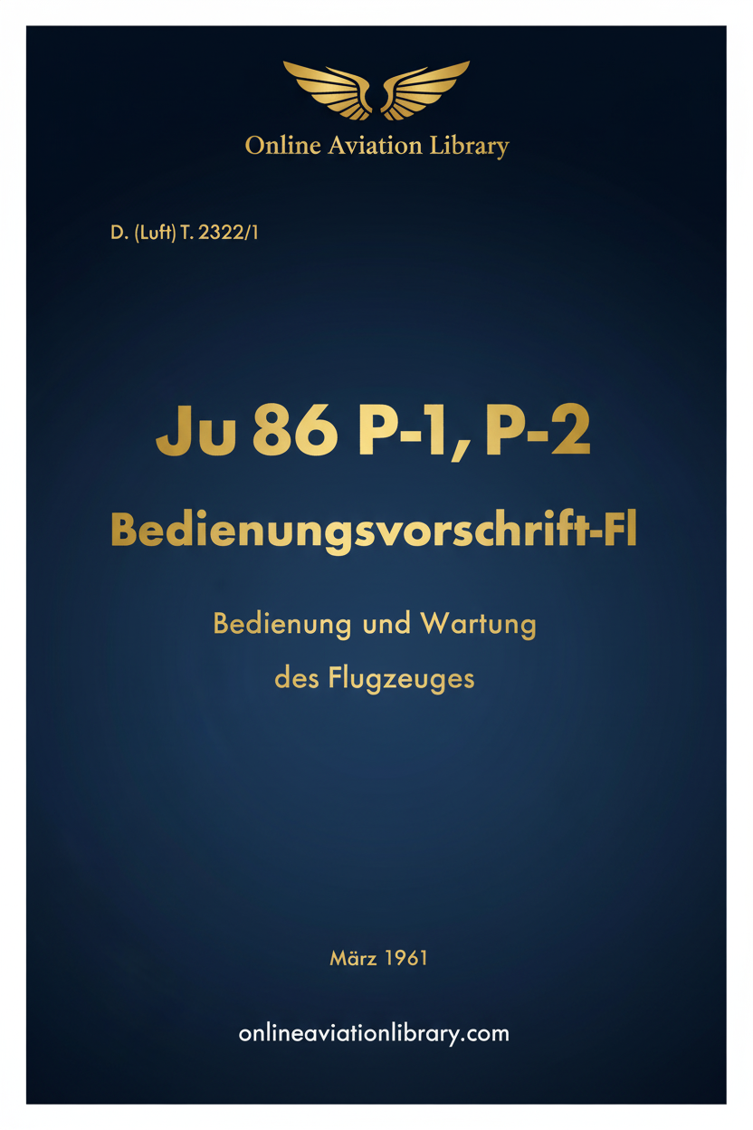 Ju 86 P-1, P-2 Bedienungsvorschrift-Fl Standard Cover Page