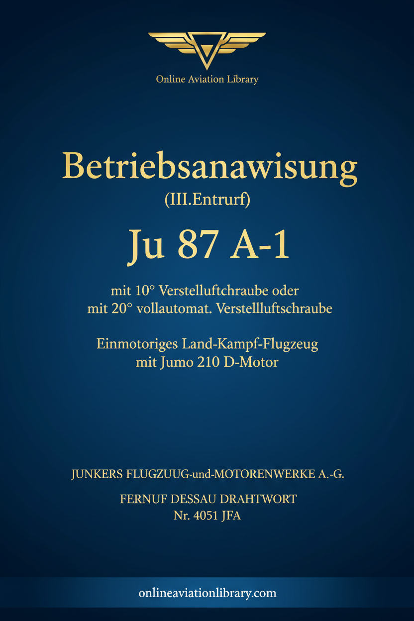 Ju 87 A-1 Betriebsanweisung Standard Cover Page