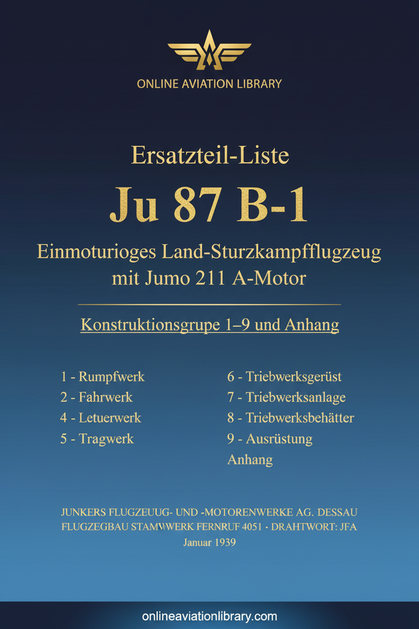 Ju 87 B-1 Ersatzteil-Liste Standard Cover Page