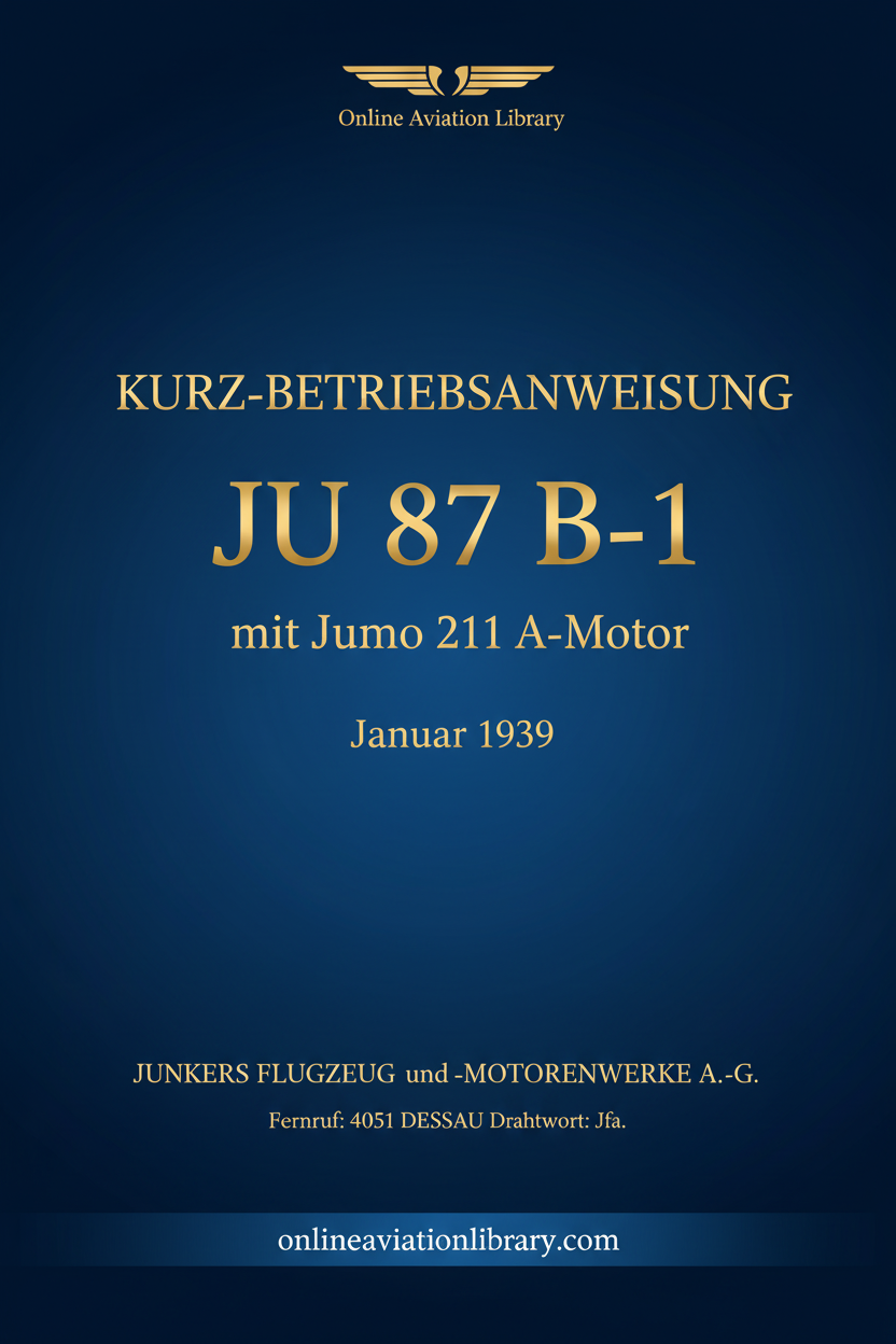 Ju 87 B-1 Kurz-Betriebsanweisung Standard Cover Page