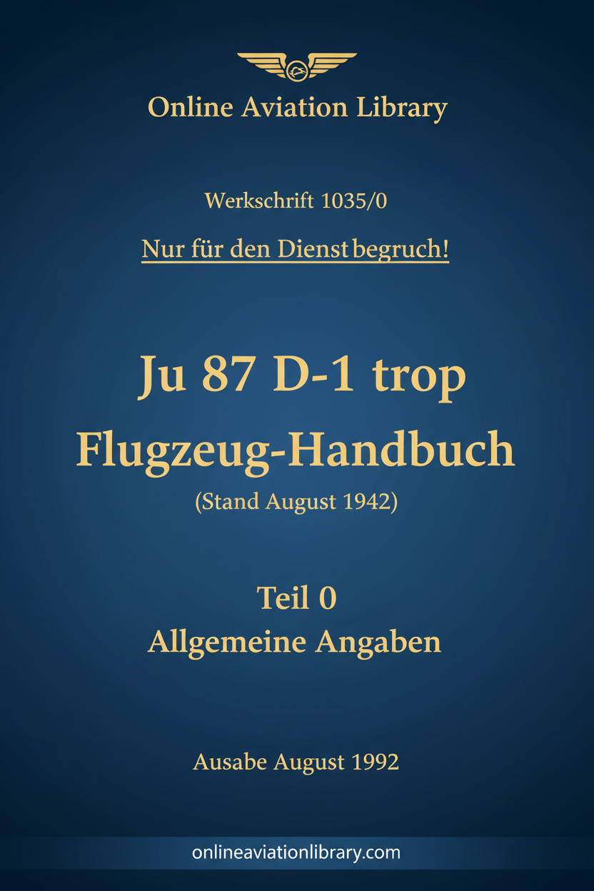Ju 87 D-1 trop Flugzeug-Handbuch Standard Cover Page