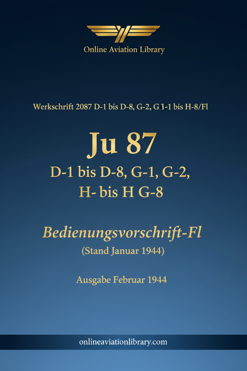Ju 87 D, G, H Bedienungsvorschrift-Fl Standard Cover Page