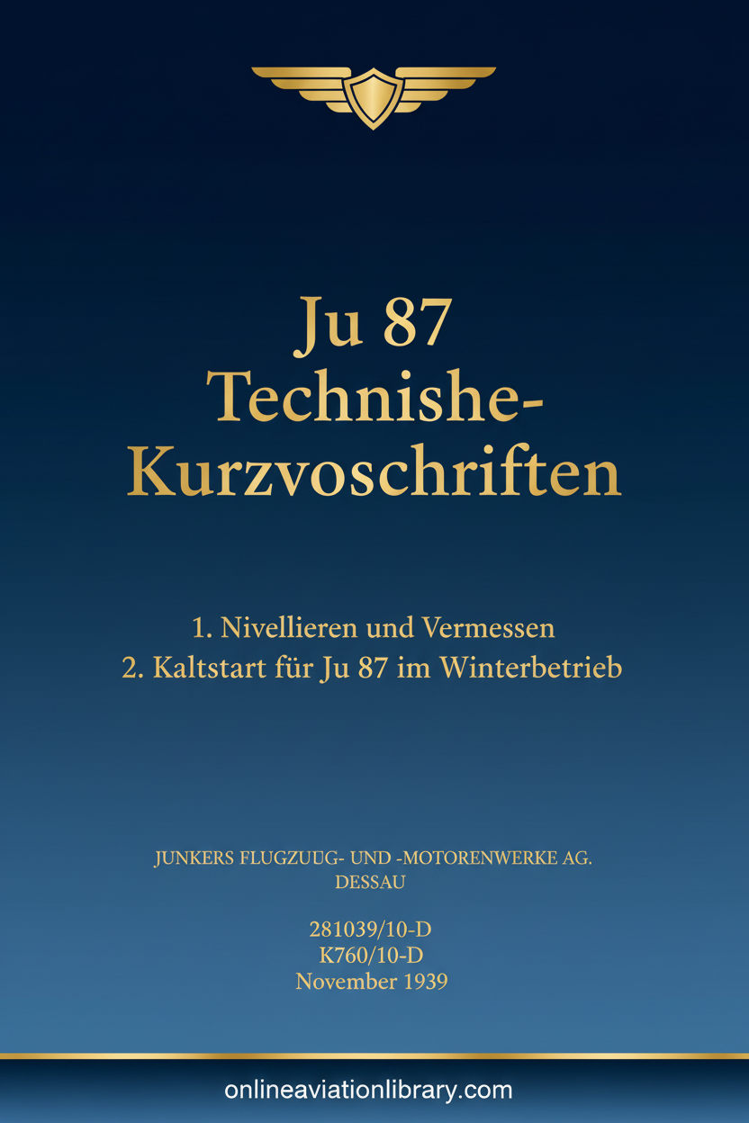 Ju 87 Technische Kurzvorschriften Standard Cover Page