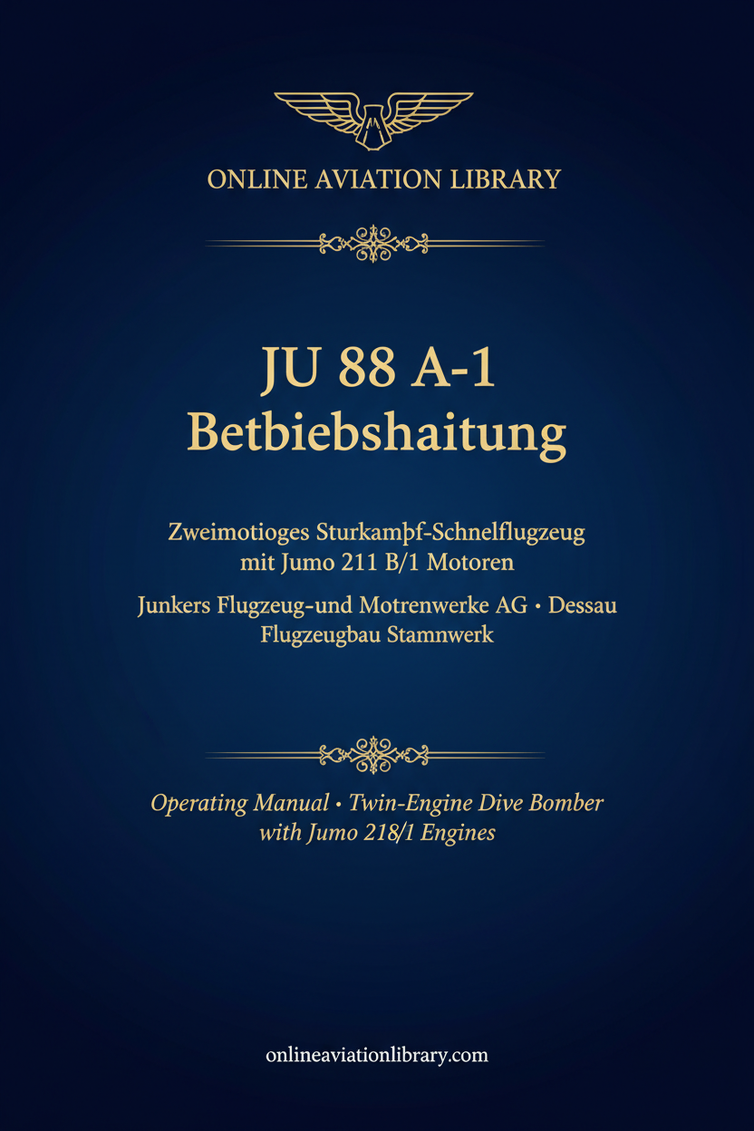 Ju 88 A-1 Betriebsanleitung Cover