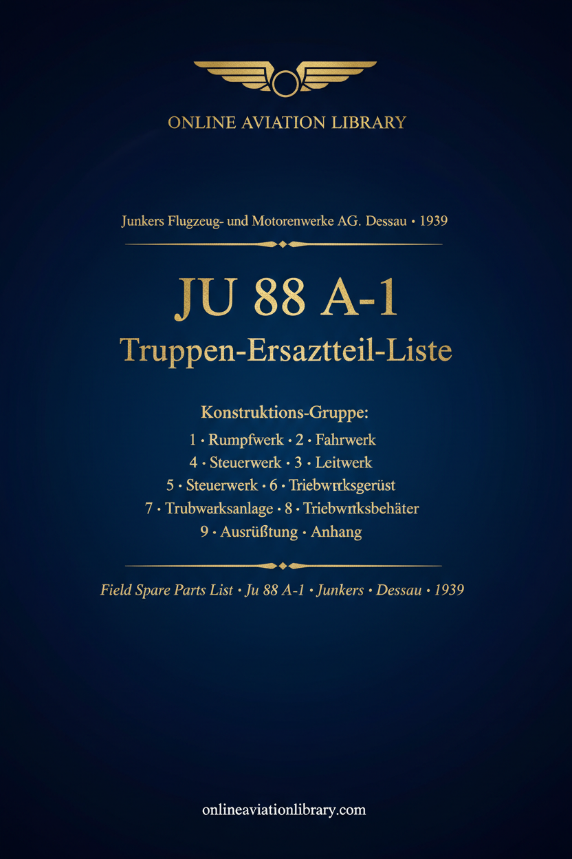 Ju 88 A-1 Truppen-Ersatzteil-Liste Cover