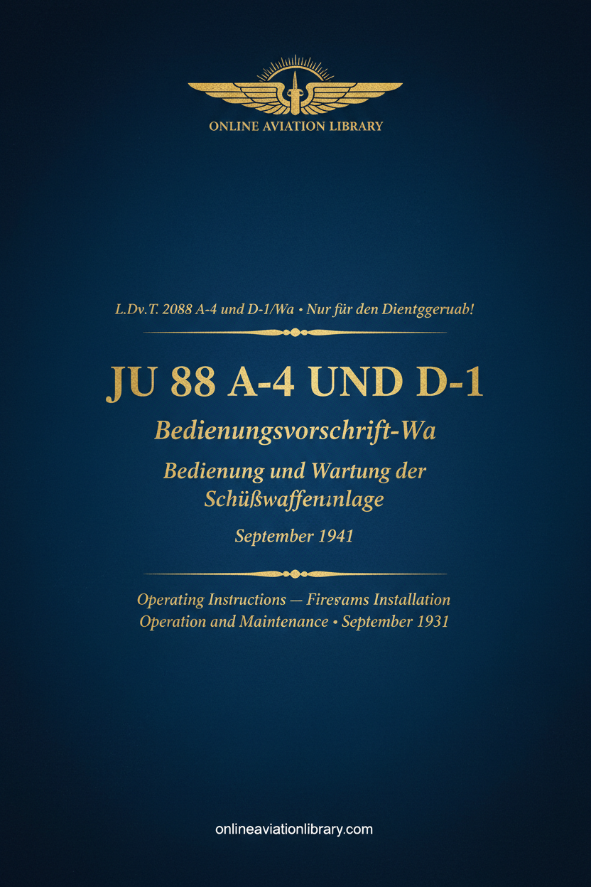 Ju 88 A-4 D-1 Bedienungsvorschrift-Wa Cover