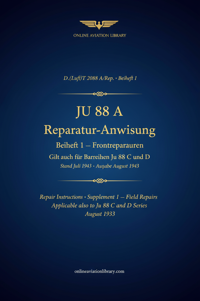 Ju 88 A Reparatur-Anweisung Beiheft 1 Cover
