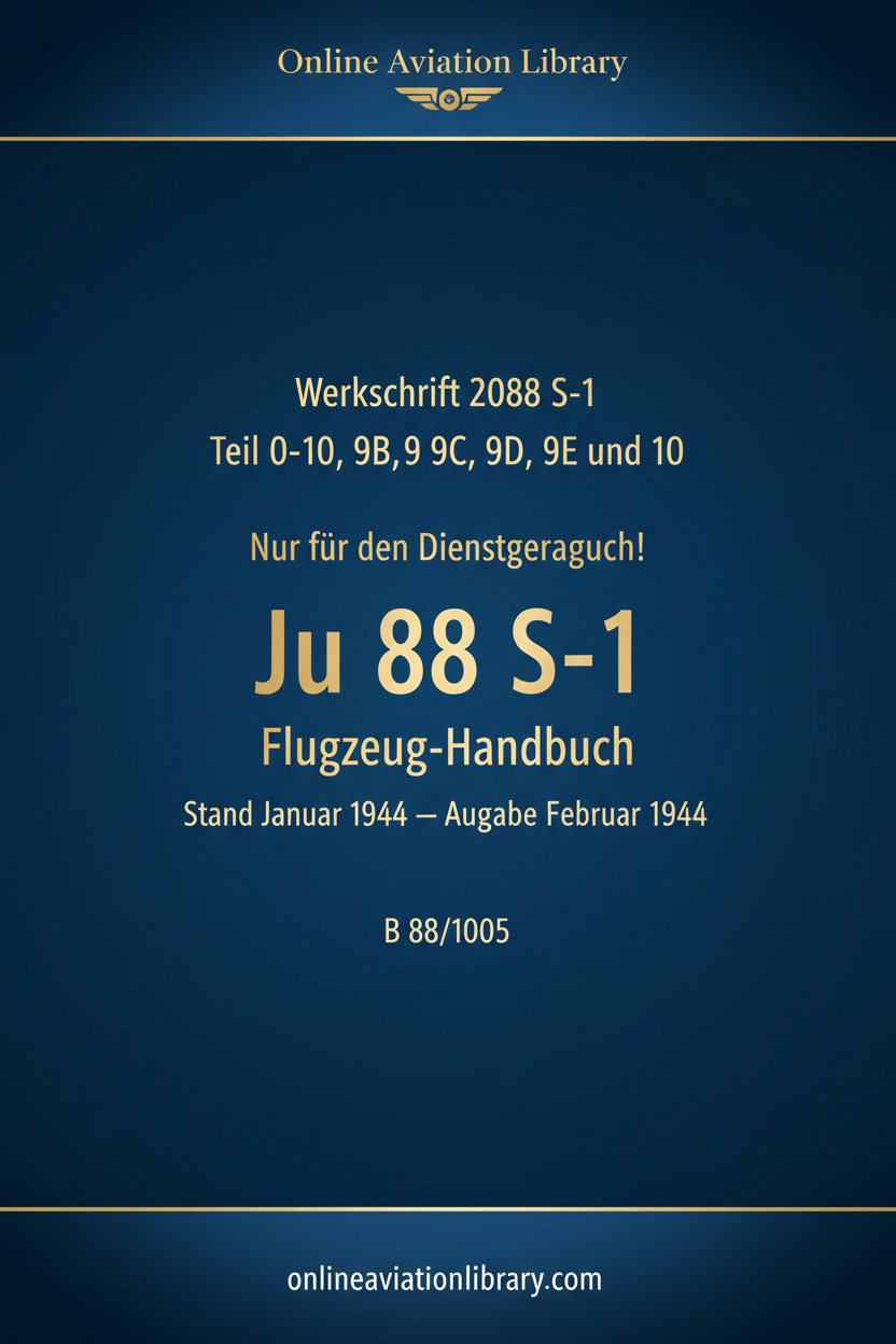 Ju 88 S-1 Flugzeug-Handbuch cover