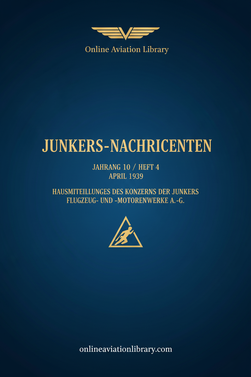 Junkers-Nachrichten April 1939 Standard Cover Page