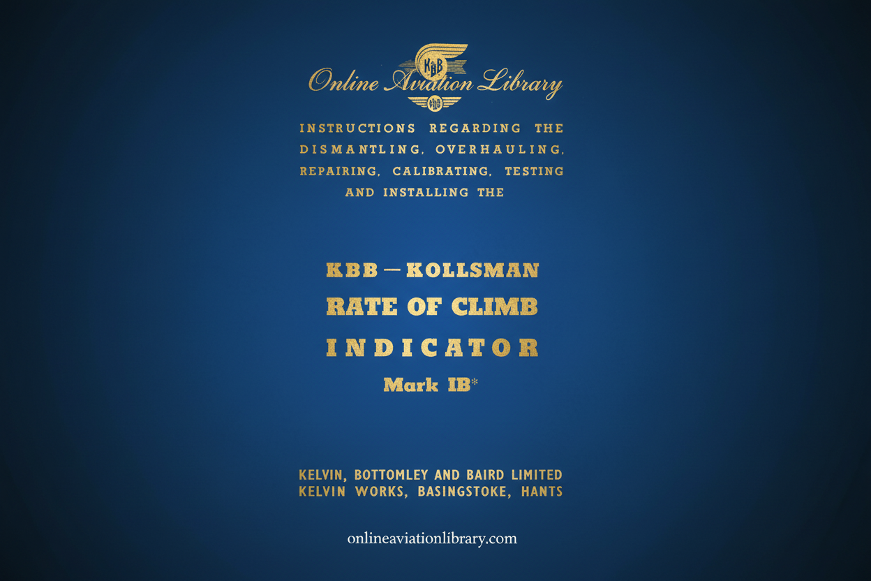KBB-Kollsman Rate of Climb Indicator Manual Cover Page