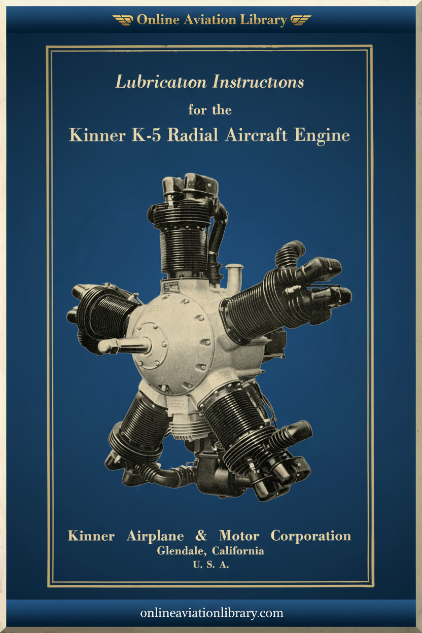Kinner K-5 Lubrication Instructions Standard Cover Page Blue
