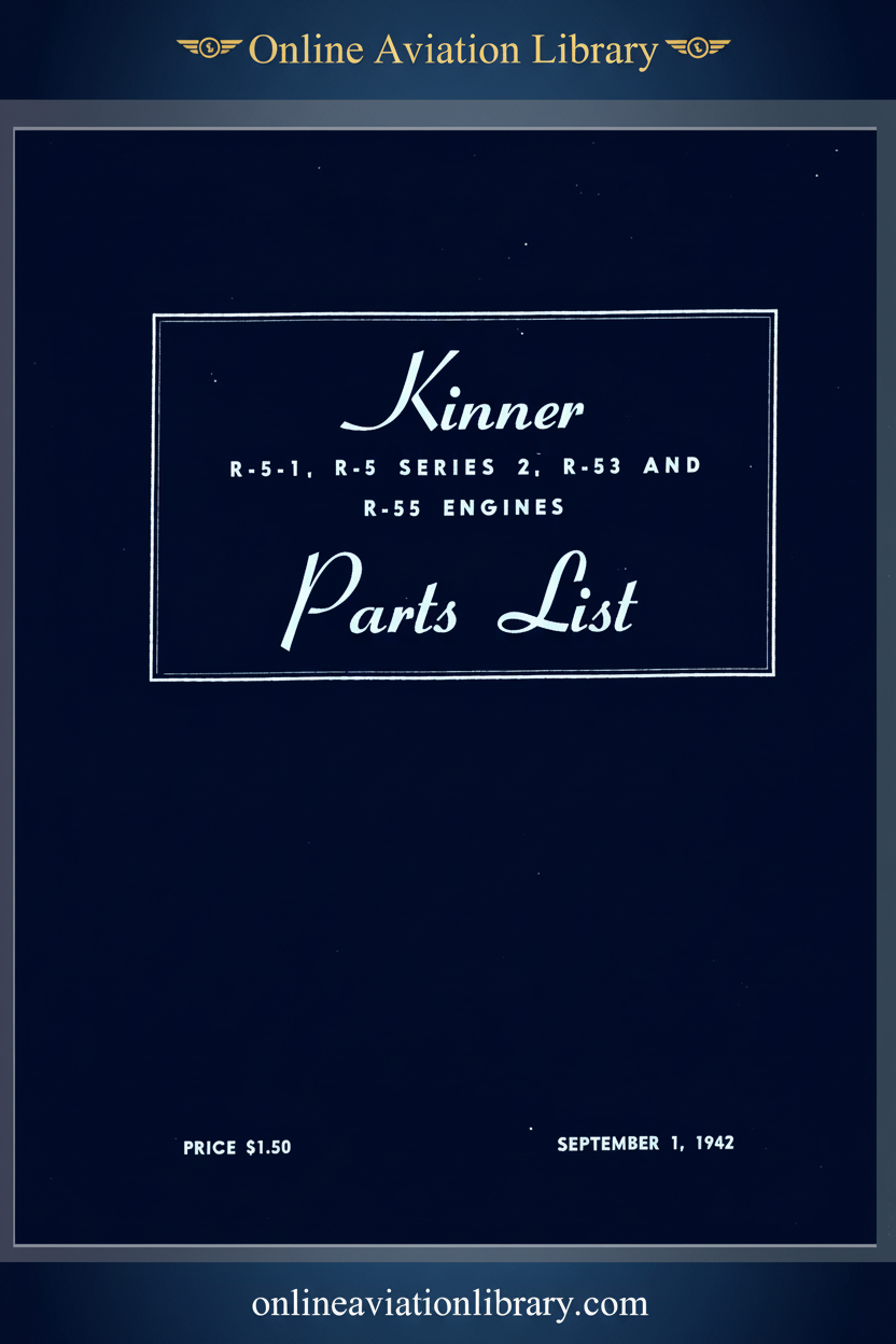 Kinner R-5 Series Parts List Standard Cover Page Blue