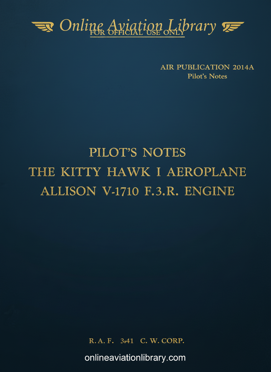 Kitty Hawk Pilot's Notes Cover Page