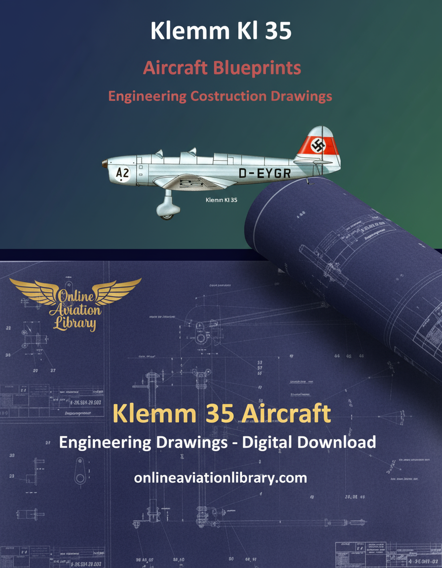 Klemm 35 Aircraft Blueprints Engineering Construction Drawings Banner