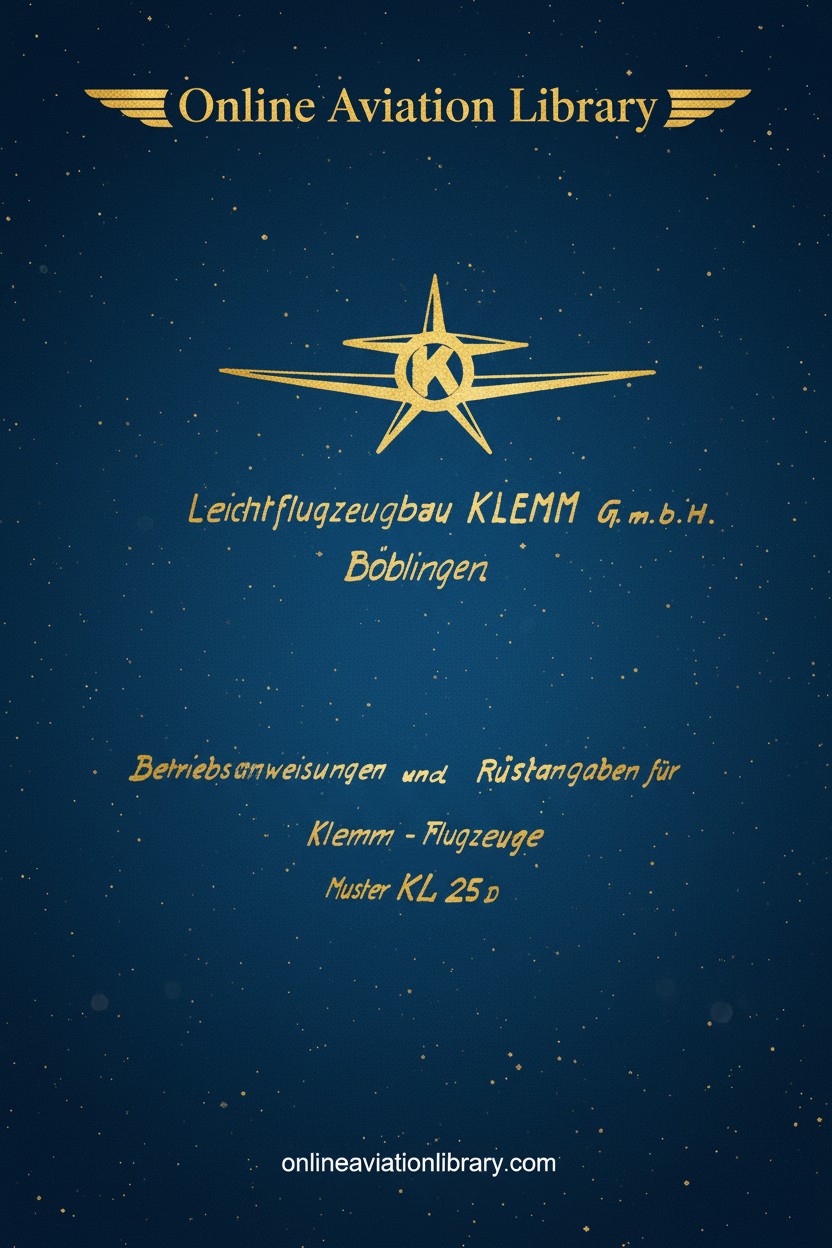 Klemm Kl 25 D Betriebs- und Rüstanweisung Standard Cover Page