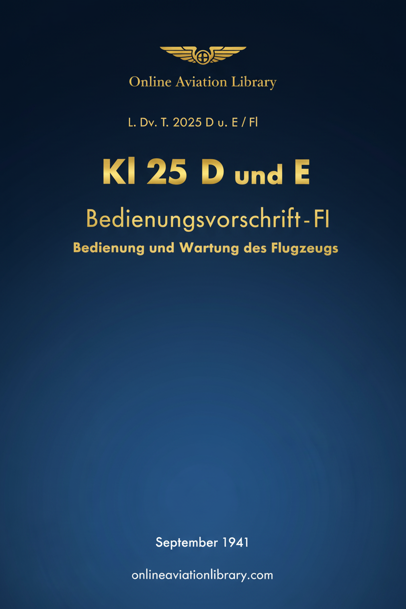 Klemm Kl 25 D und E Bedienungsvorschrift-Fl Standard Cover Page