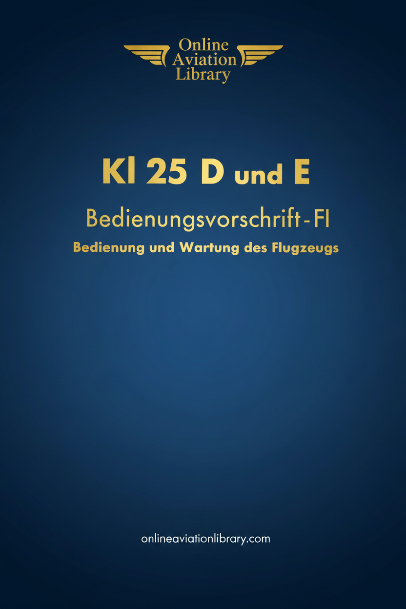 Klemm Kl 25 D und E Bedienungsvorschrift-Fl Standard Cover Page