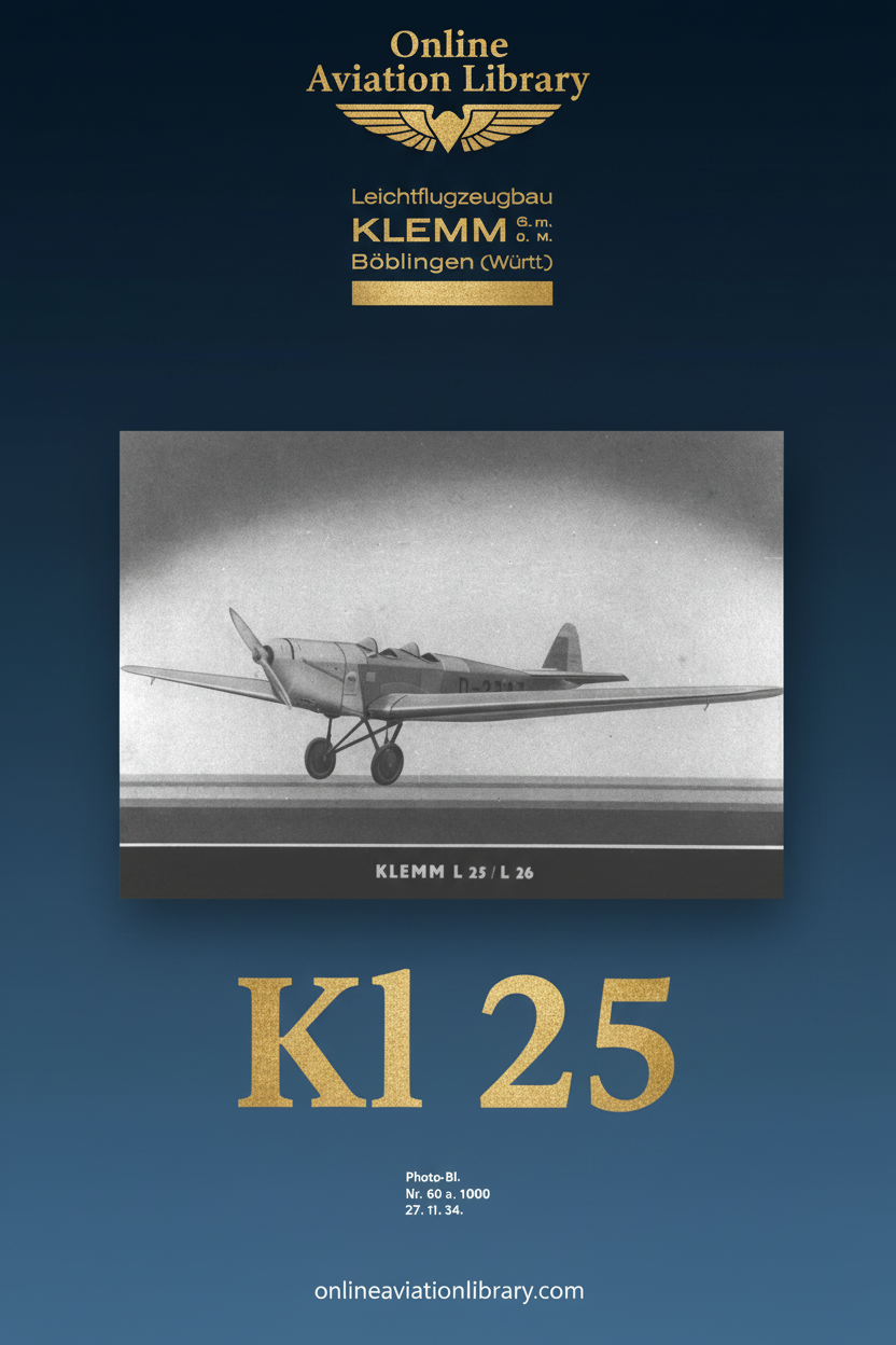 Klemm Kl 25 Standard Cover Page