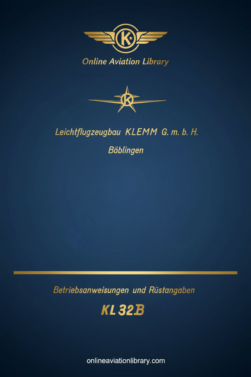 Klemm Kl 32 B Betriebsanweisungen Standard Cover Page