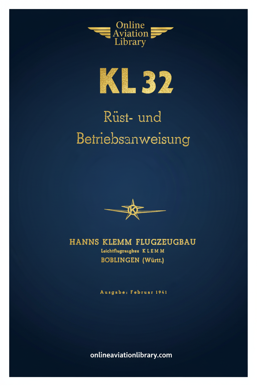Klemm Kl 32 Rüst- und Betriebsanweisung Standard Cover Page