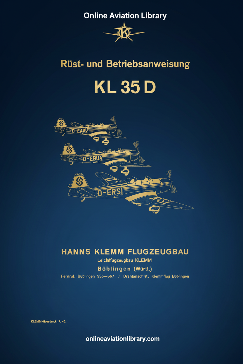 Klemm Kl 35 D Rüst- und Betriebsanweisung Standard Cover Page