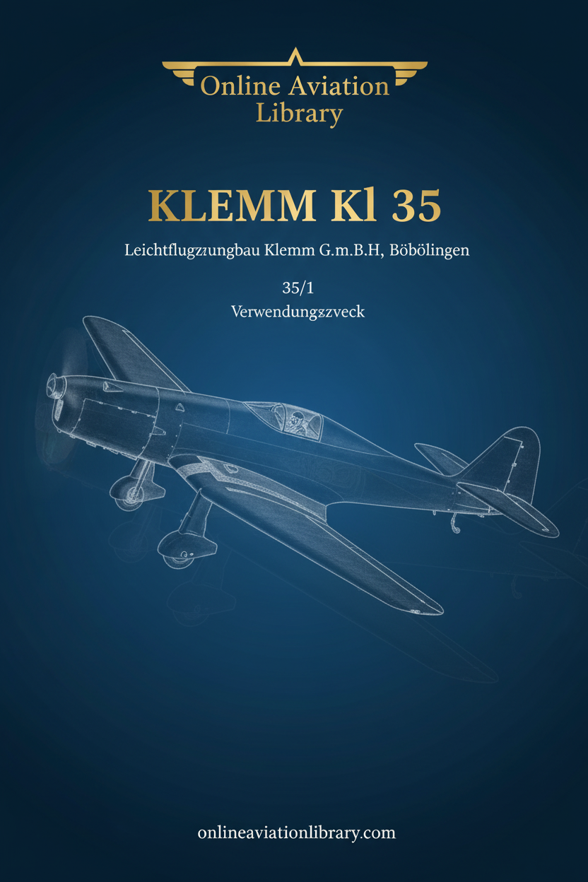 Klemm Kl 35 Standard Cover Page - Corrected