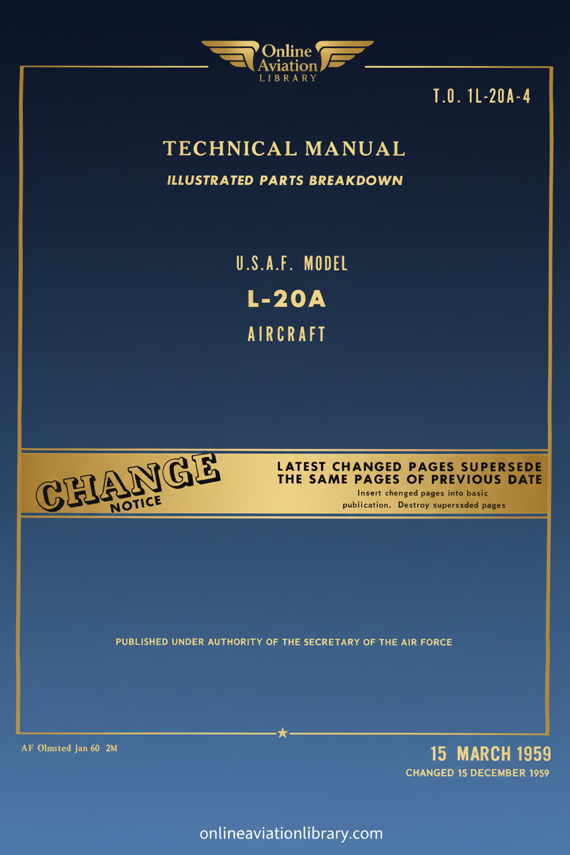 L-20A Aircraft Technical Manual Illustrated Parts Breakdown Standard Cover Page