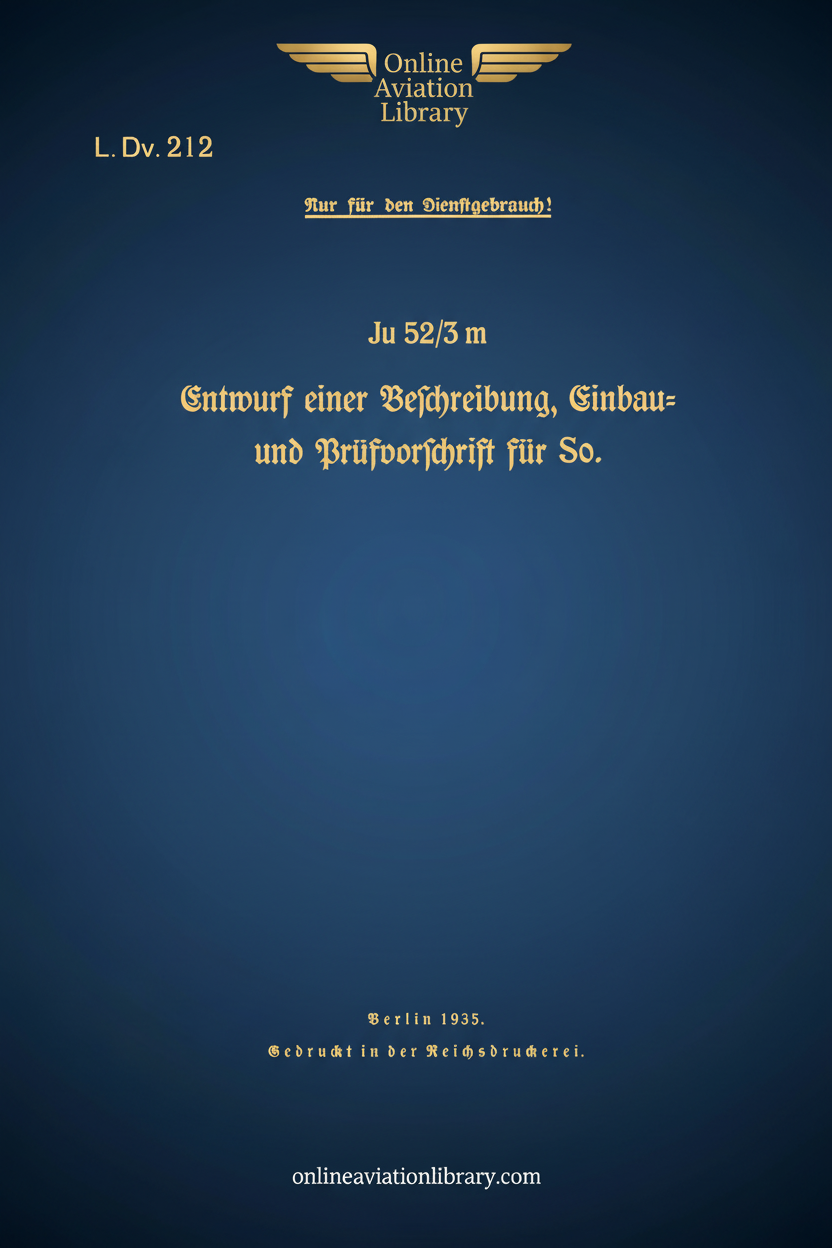 L.Dv. 212 Ju 52/3m Standard Cover Page