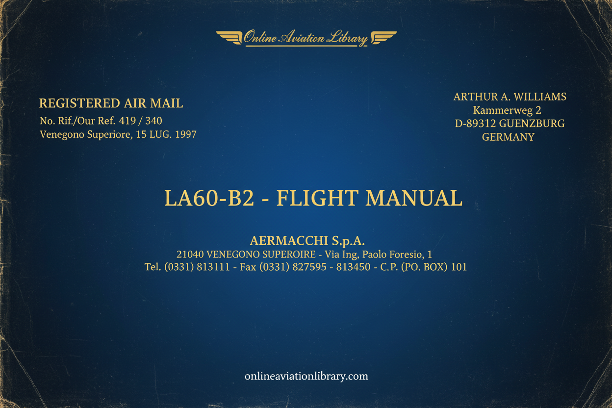 LA60-B2 Flight Manual Cover Page