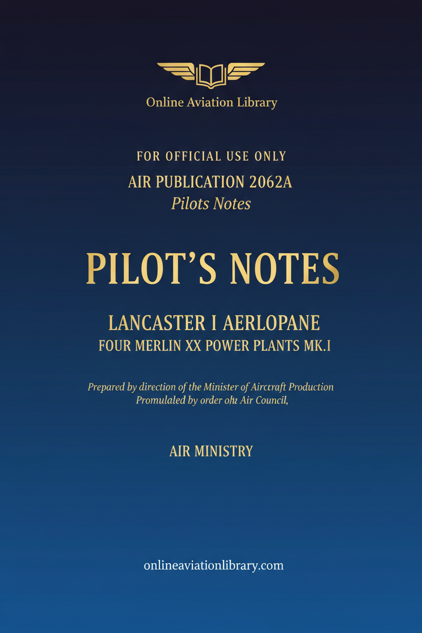 Lancaster I Pilot's Notes Standard Cover Page