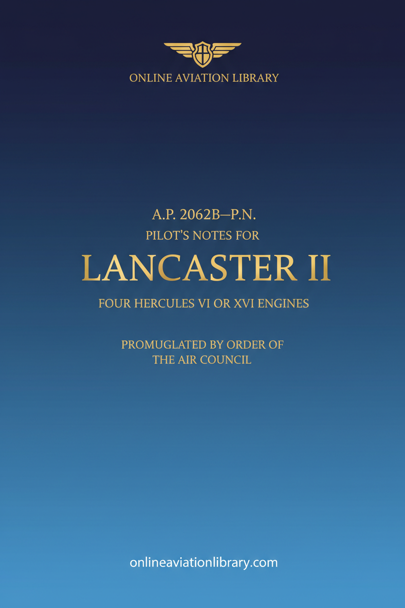 Lancaster II Pilot's Notes Standard Cover Page