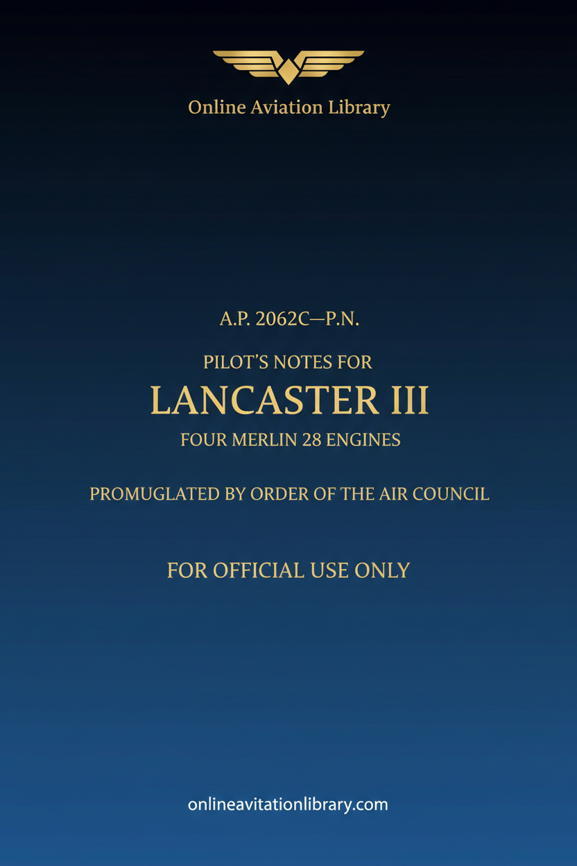 Lancaster III Pilot's Notes Standard Cover Page