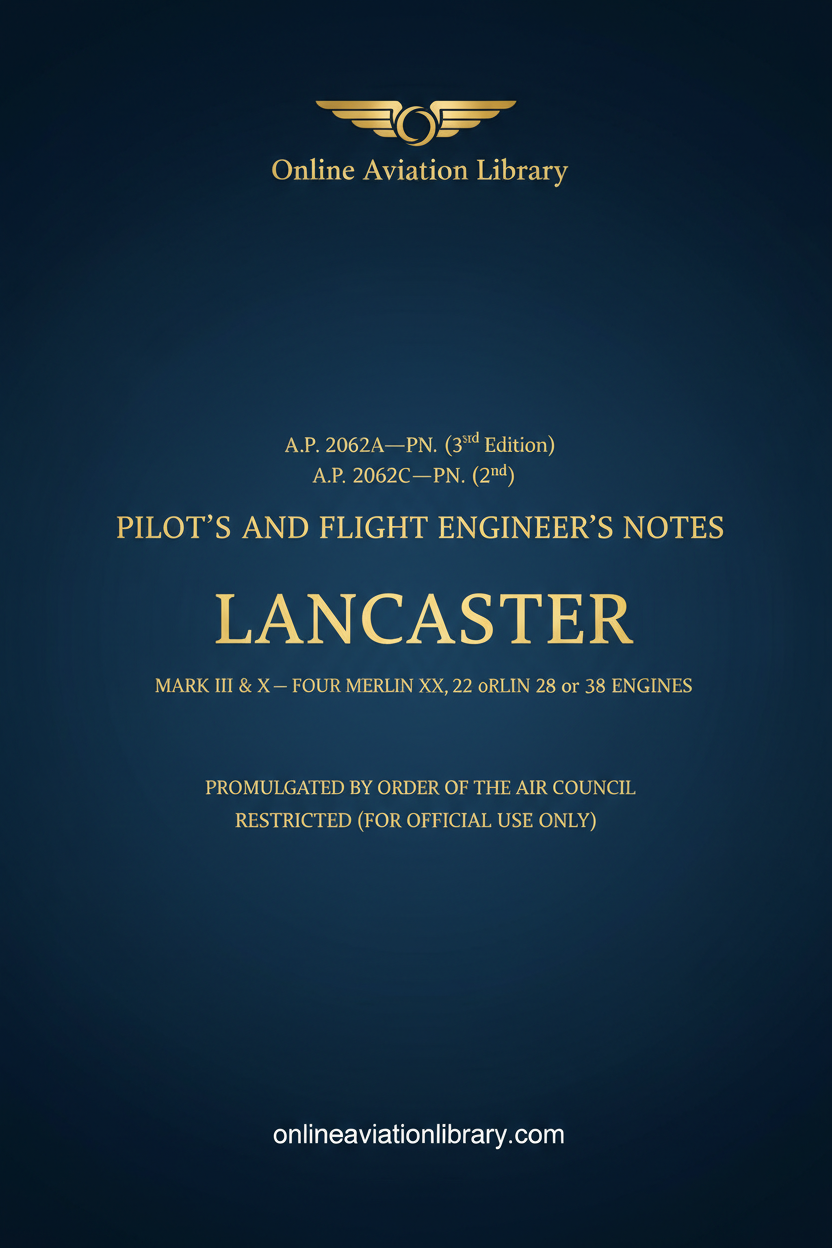 Lancaster Pilot's and Flight Engineer's Notes Standard Cover Page