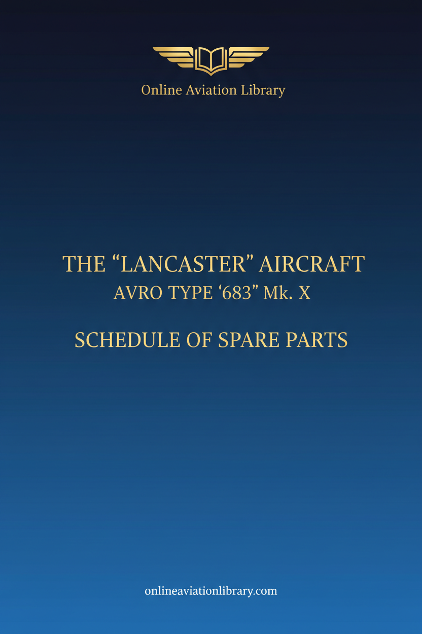 Lancaster Schedule of Spare Parts Standard Cover Page