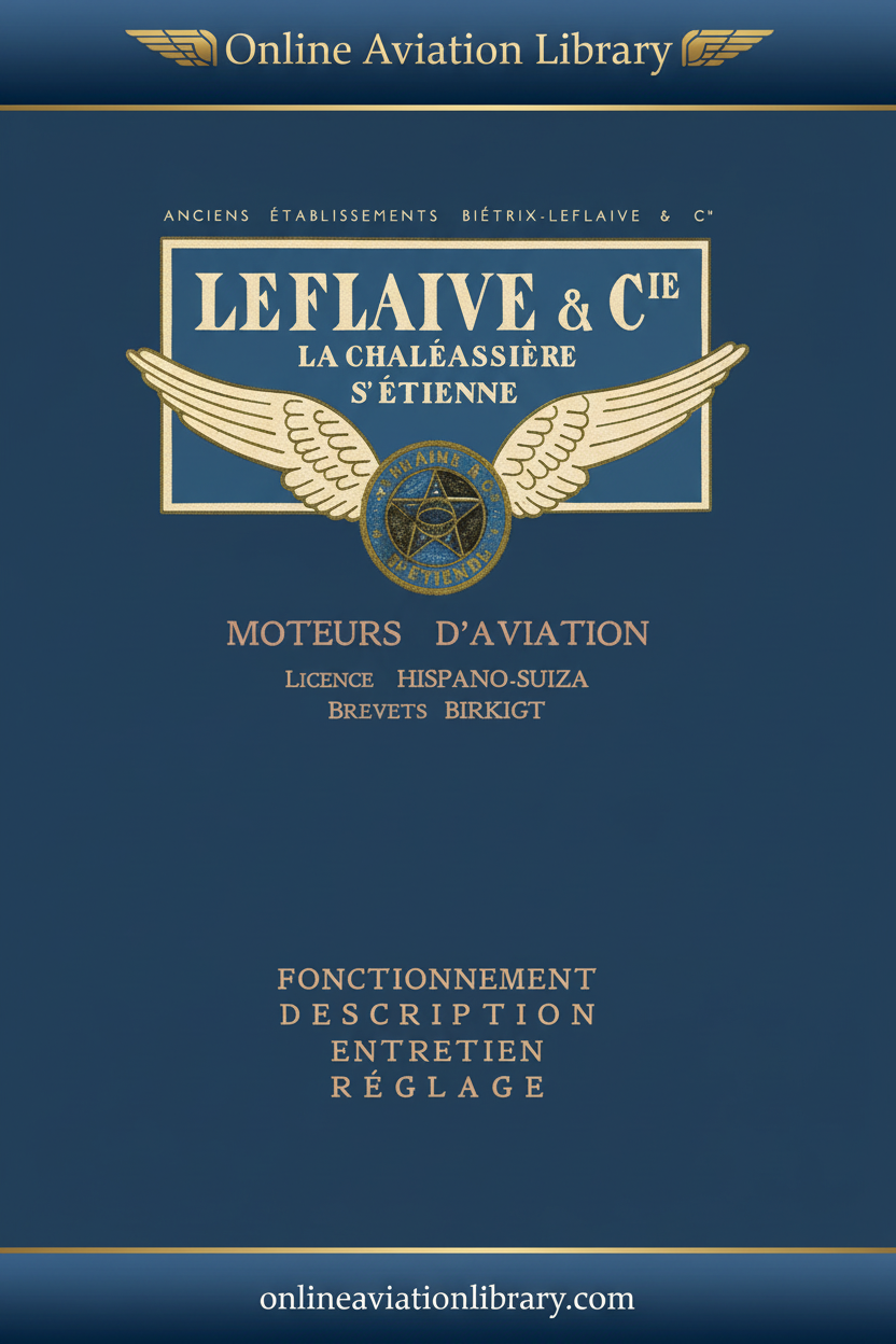 Leflaive & Cie — Moteurs d'Aviation Licence Hispano-Suiza Brevets Birkigt